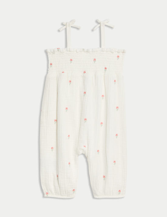 Pure Cotton Floral Romper with Bow Straps (0 Mths-3 Yrs)