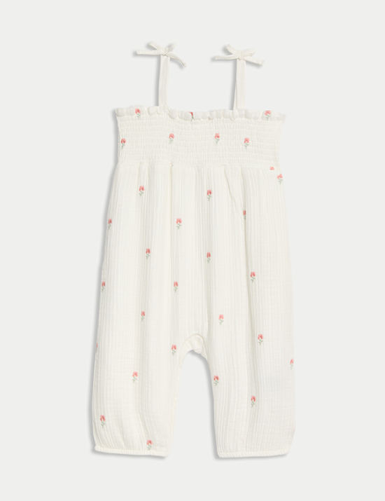 Pure Cotton Floral Romper with Bow Straps (0 Mths-3 Yrs)