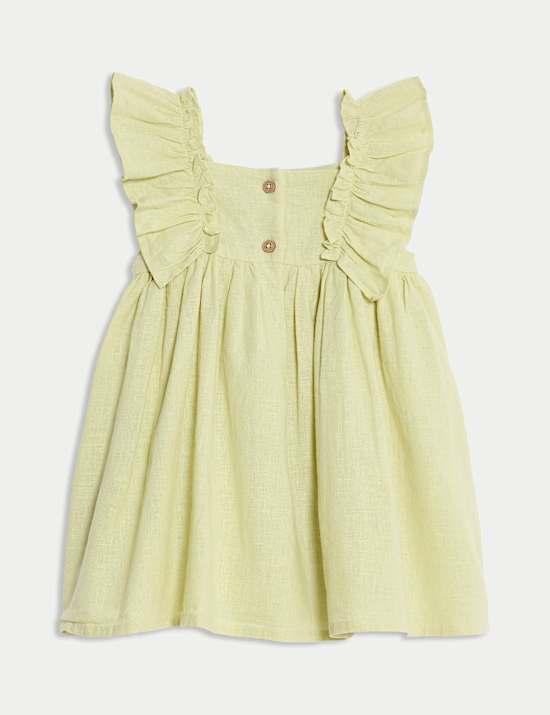 Cotton Rich Woven Frill Sleeve Dress (0-6 Yrs)