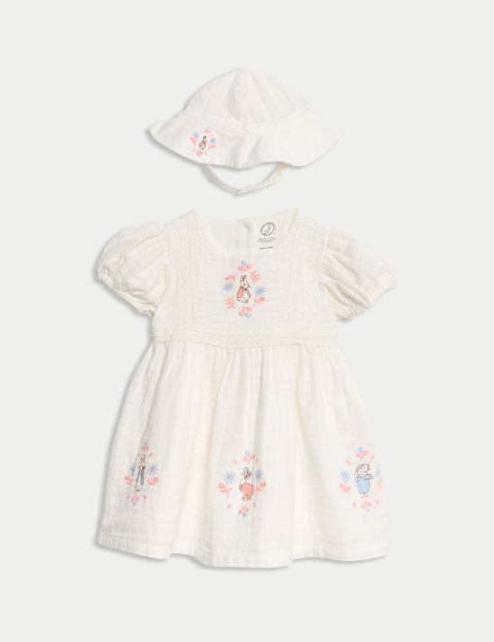 Conjunto de 2 piezas con vestido y sombrero 100% algodón de Peter Rabbit™ (0-3&nbsp;años)