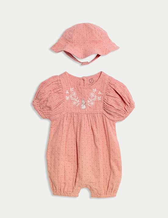 2pc Pure Cotton Peter Rabbit ™ Romper Outfit (0-3 Yrs)