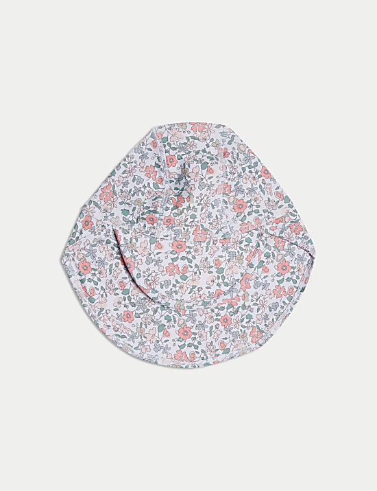 Ensemble 2&nbsp;pi&egrave;ces zipp&eacute; tout en un maillot de bain et chapeau &agrave; imprim&eacute; fleuri (jusqu&rsquo;au 3&nbsp;ans)