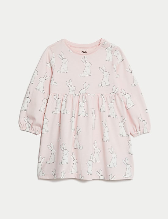Pure Cotton Bunny Dress 0 3 Yrs