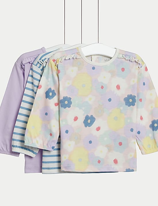 Ασορτί τοπ από 100% βαμβάκι, σετ των 3 (0-3 ετών)