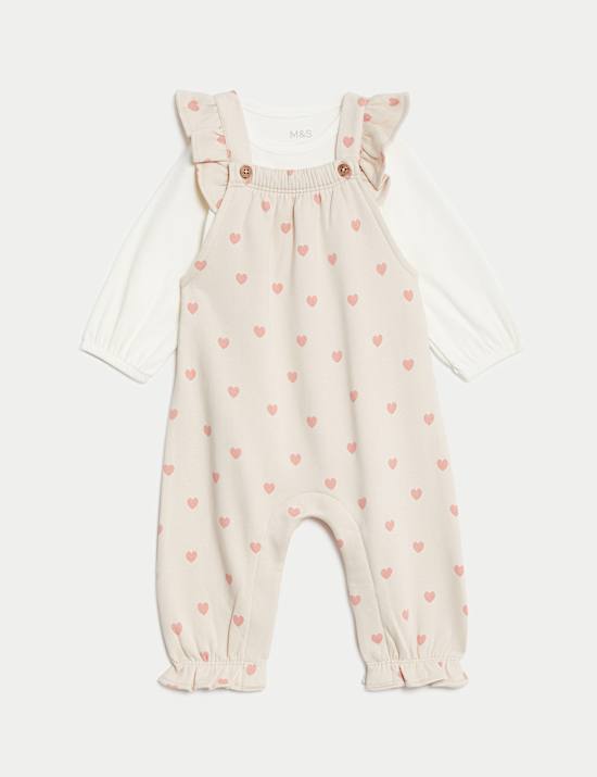 2pc Cotton Rich Heart Print Outfit (0-3 Yrs)