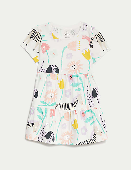 Pure Cotton Animal Print Dress 0 3 Yrs