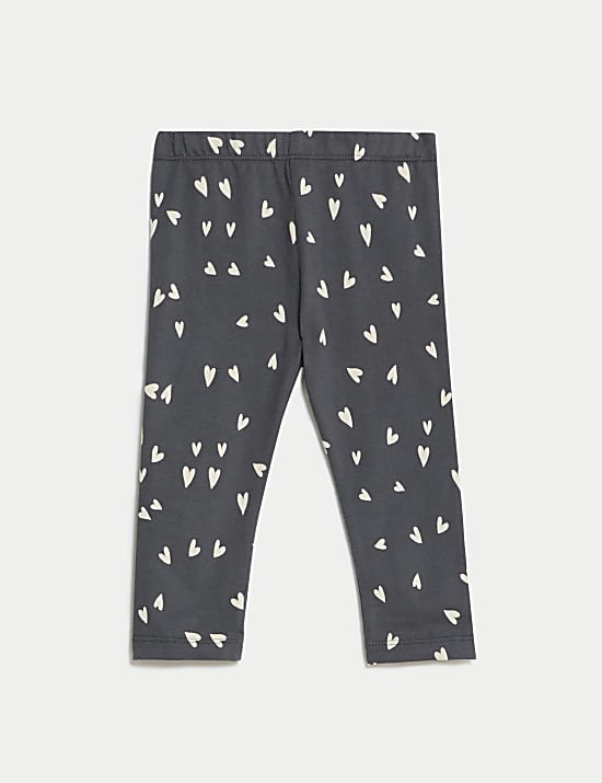 2pk Cotton Rich Heart Leggings (0-3 Yrs)