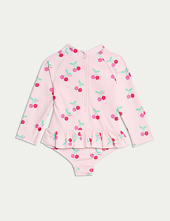 Cherry Frill Long Sleeve Swimsuit (0-6 Yrs)