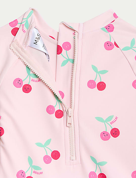 Cherry Frill Long Sleeve Swimsuit (0-6 Yrs)