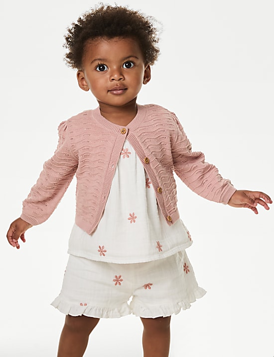 Gilet en maille pointelle 100&nbsp;% coton (jusqu&rsquo;au 3&nbsp;ans)