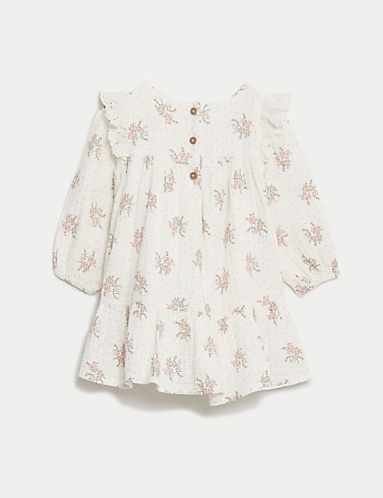 Pure Cotton Floral Dress with Tights (0-3 Yrs)