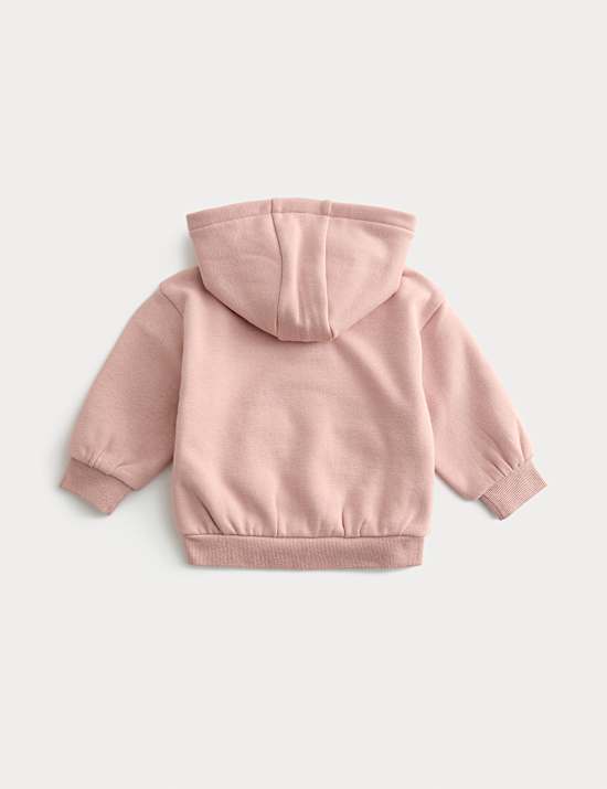 Cotton Blend Fleece Lined Zip Up Hoodie (0-3 Yrs)