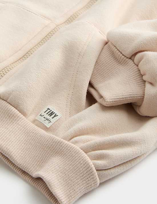 Cotton Blend Fleece Lined Zip Up Hoodie (0-3 Yrs)