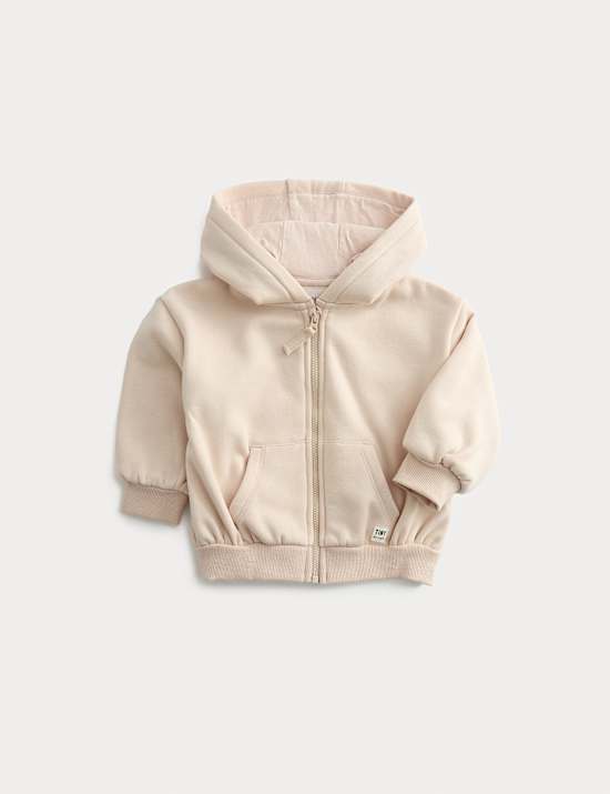Cotton Blend Fleece Lined Zip Up Hoodie (0-3 Yrs)
