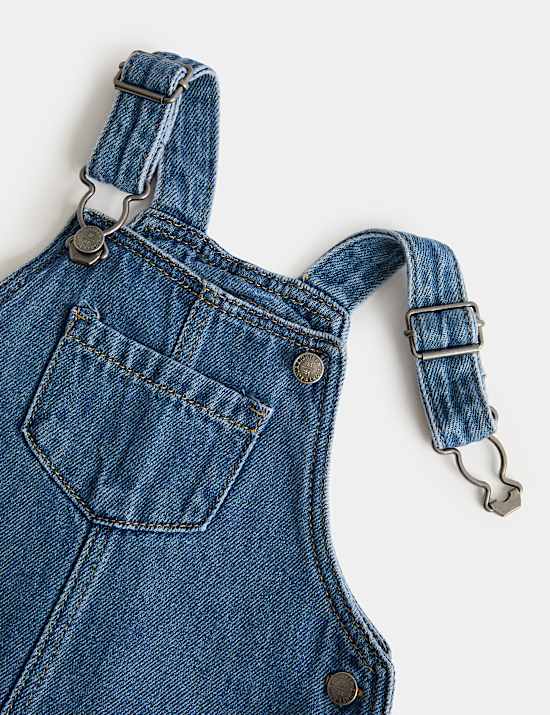 Ensemble 3 pi&egrave;ces robe chasuble en jean de coton avec collants (jusqu&rsquo;au 3 ans)