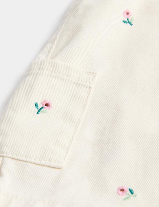 2pk Cotton Rich Embroidered Pinafore & Tights