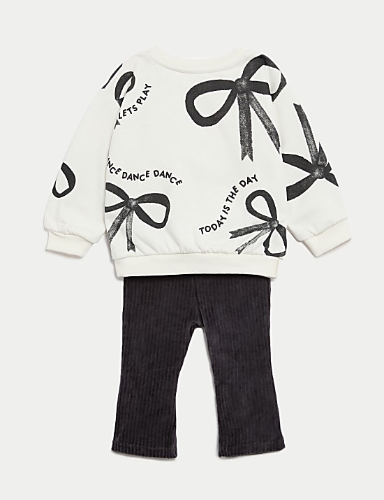 2pc Cotton Rich Bow Print Outfit (0-3 Yrs)