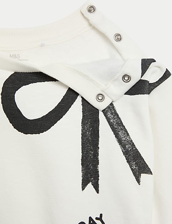 2pc Cotton Rich Bow Print Outfit (0-3 Yrs)