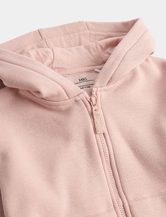 Cotton Blend Plain Zip Hoodie (0-3 Yrs)