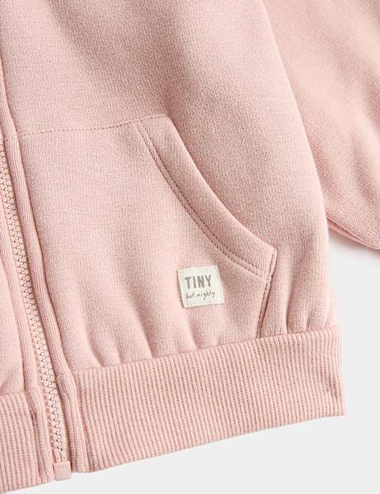 Cotton Blend Plain Zip Hoodie (0-3 Yrs)
