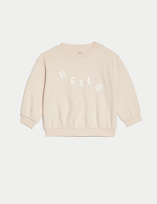 2pc Cotton Rich Hello Top & Bottom Outfit (0-3 Yrs)