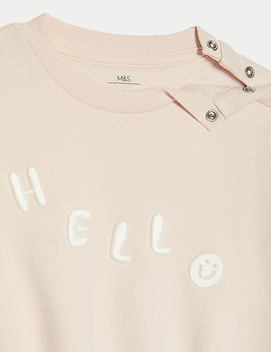 2pc Cotton Rich Hello Top & Bottom Outfit (0-3 Yrs)