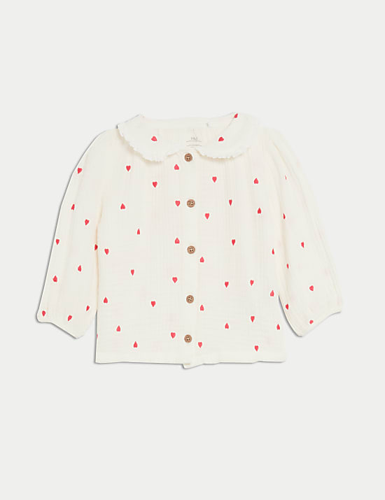 Ensemble 2 pièces en coton à motif cœur brodé (jusqu’au 3 ans)