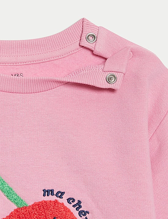 Φούτερ με κεντητά κεράσια και υψηλή περιεκτικότητα σε βαμβάκι (0-6 ετών)