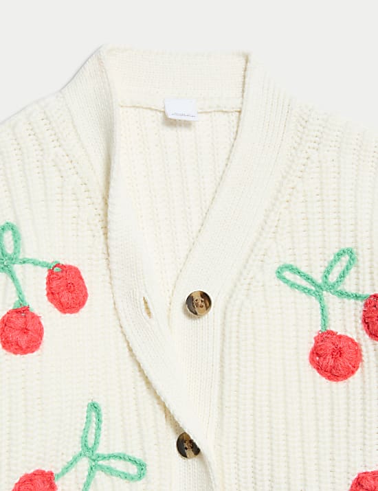 Pure Cotton Knitted Cherry Cardigan (0-6 Yrs)