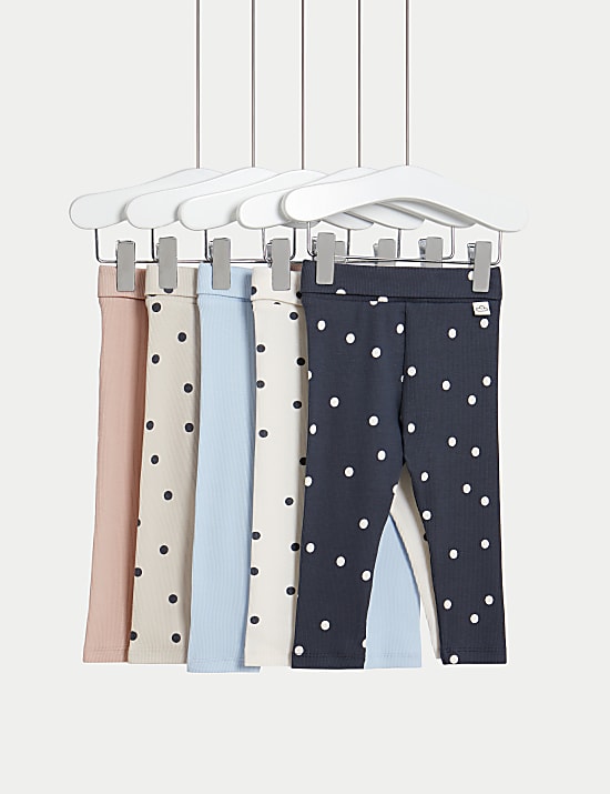 5pk Cotton Rich Spot Print Leggings (0-3 Yrs)
