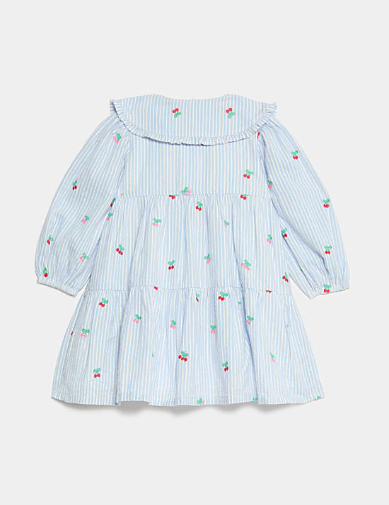 Robe 100 % coton à motif cerise et rayures (jusqu’au 6 ans)