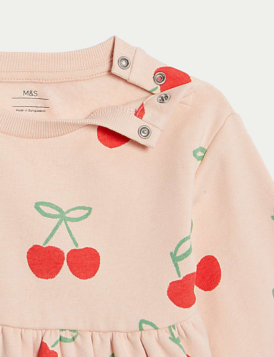 Robe sweat-shirt en coton à imprimé (jusqu’au 3 ans)
