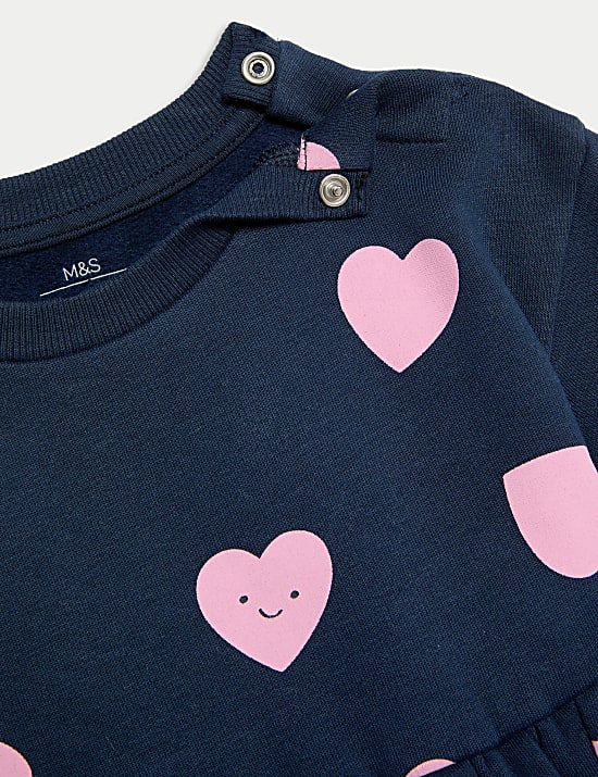 Φόρεμα-φούτερ με καρδιές και υψηλή περιεκτικότητα σε βαμβάκι (0-3 ετών)