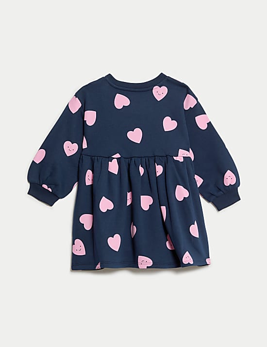 Φόρεμα-φούτερ με καρδιές και υψηλή περιεκτικότητα σε βαμβάκι (0-3 ετών)