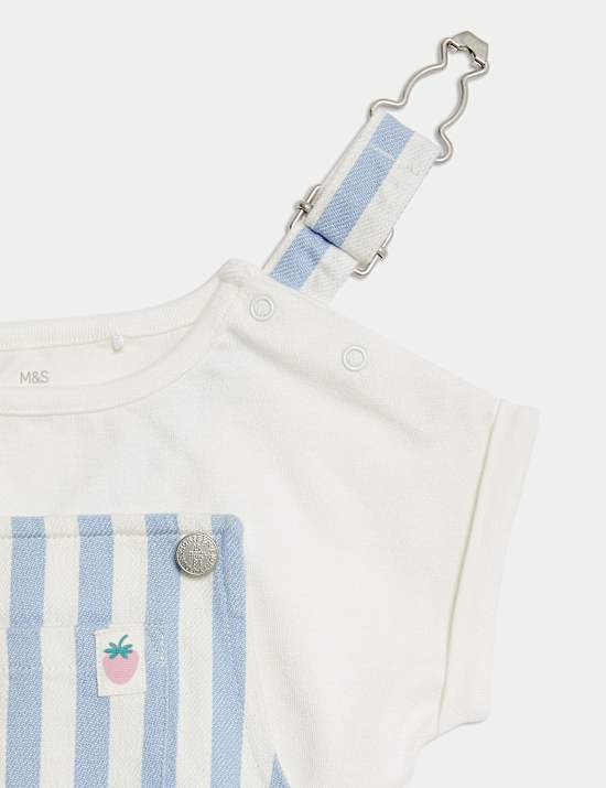 2pc Pure Cotton Striped Dungarees (0-3 Yrs)