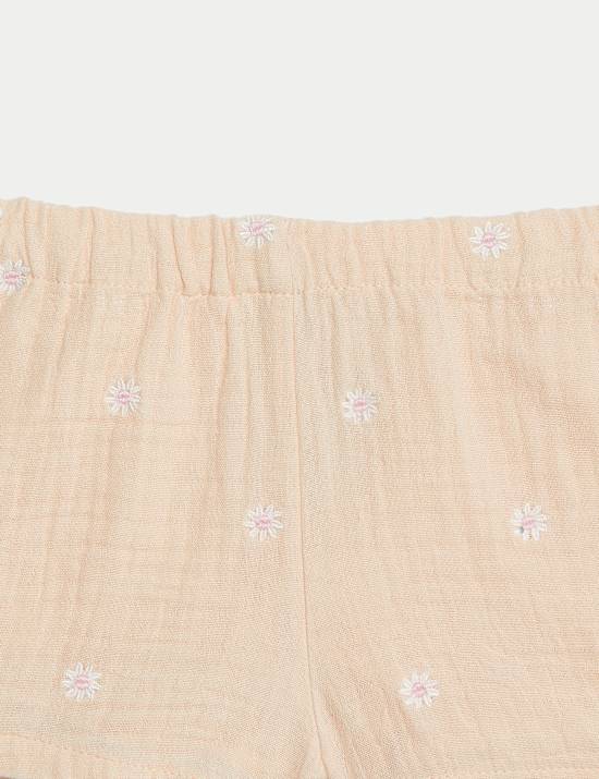 2pc Pure Cotton Floral Top & Shorts Outfit (0-3 Yrs)