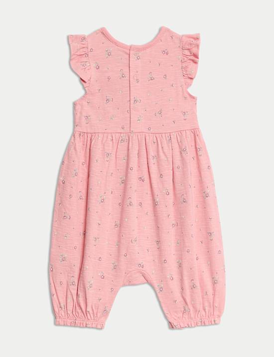 Pure Cotton Ditsy Floral Frill Romper (0-3 Yrs)