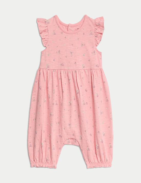 Pure Cotton Ditsy Floral Frill Romper (0-3 Yrs)