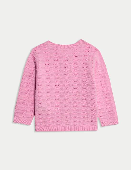 Pure Cotton Pointelle Cardigan (0-3 Yrs)