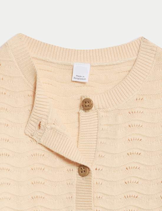 Ζακέτα με αζούρ πλέξη από 100% βαμβάκι (0-3 ετών)