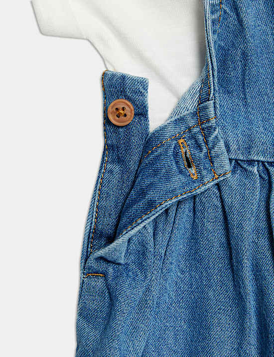 2pc Pure Cotton Denim Pinafore Outfit (0-3 Yrs)