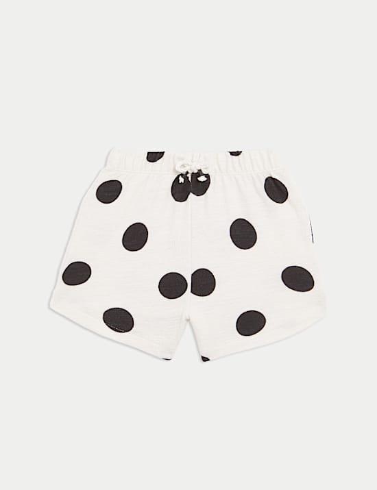 2 potong Set Kaus Oblong & Celana Pendek Katun Murni Motif Bintik (0-3 Tahun)