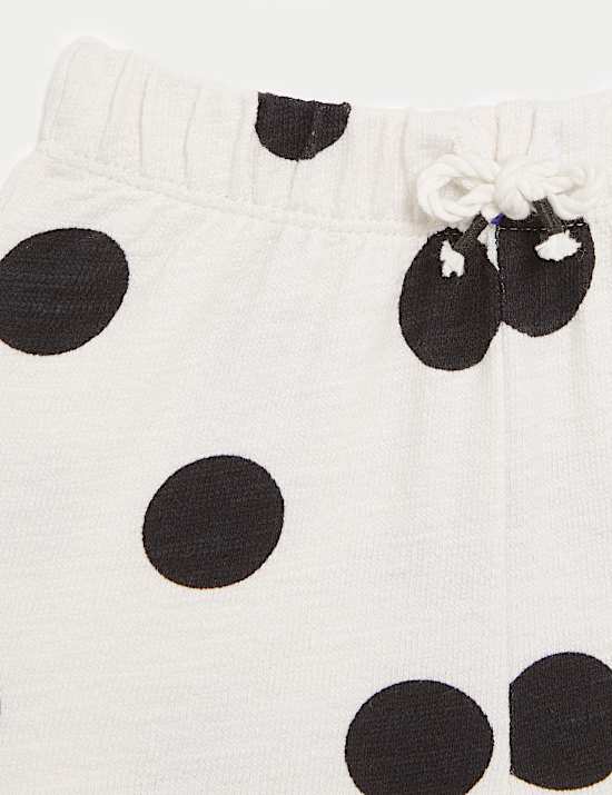 2 potong Set Kaus Oblong & Celana Pendek Katun Murni Motif Bintik (0-3 Tahun)