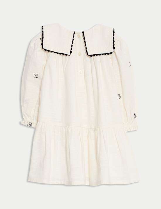 Elephant Embroidered Collared Dress (0-6 Ys)