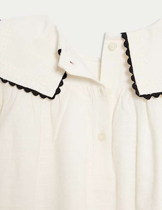 Elephant Embroidered Collared Dress (0-6 Ys)