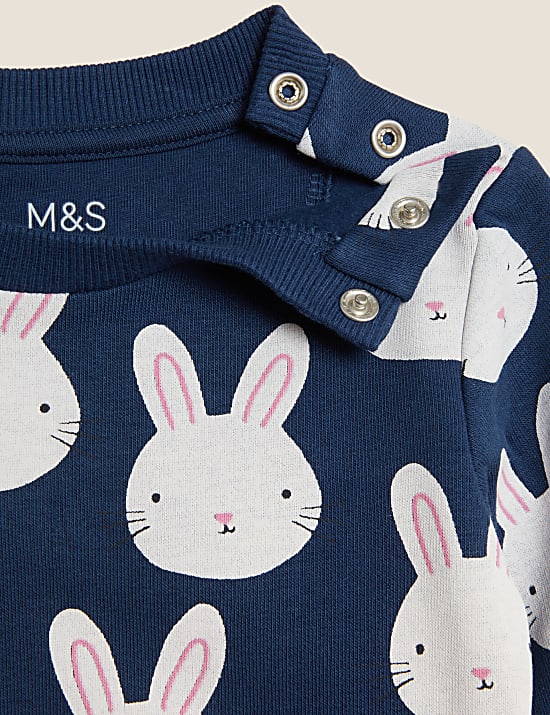 Cotton Rich Bunny Print Sweatshirt (0-3 Yrs)