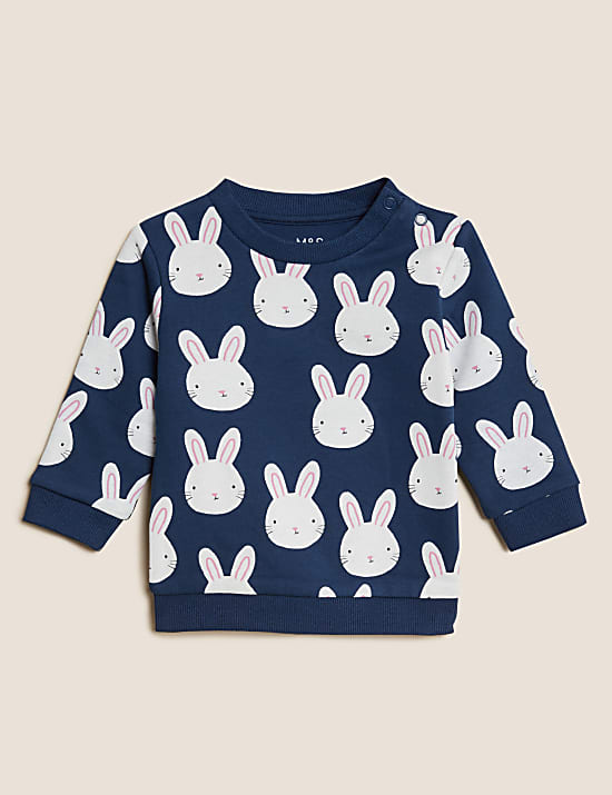 Cotton Rich Bunny Print Sweatshirt (0-3 Yrs)