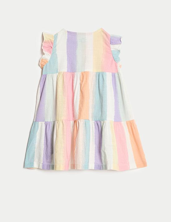 Robe 100 % coton à rayures arc-en-ciel (jusqu’au 3 ans)