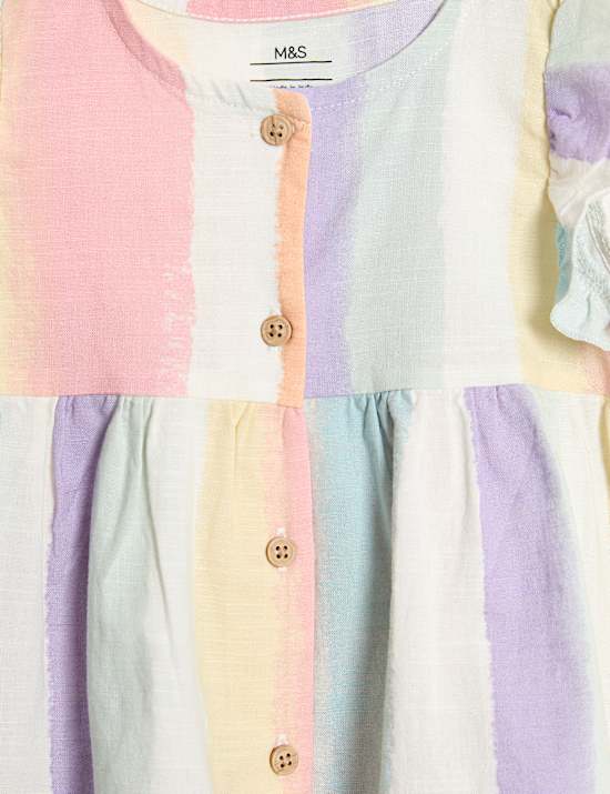 Robe 100 % coton à rayures arc-en-ciel (jusqu’au 3 ans)