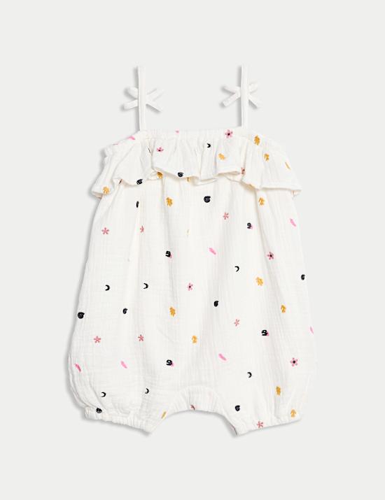 Pure Cotton Embroidered Romper (0-3 Yrs)
